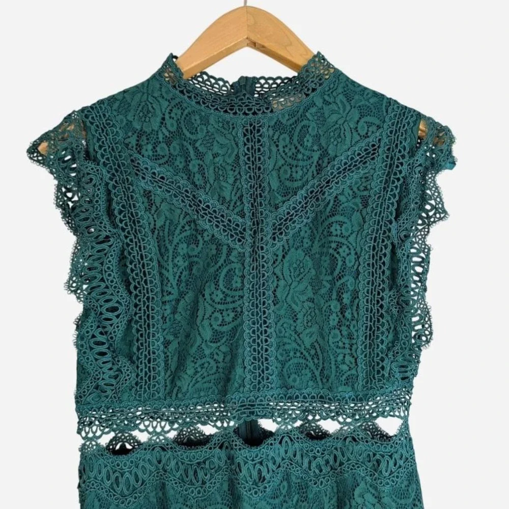 Sage Paije Worth the Chase Lace Mini Dress Forest Green NWT Large - Picture 5 of 10